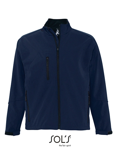 Men´s Softshell Jacket Relax zum Besticken und Bedrucken in der Farbe Abyss Blue mit Ihren Logo, Schriftzug oder Motiv.