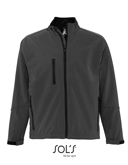 Men´s Softshell Jacket Relax zum Besticken und Bedrucken in der Farbe Charcoal Grey (Solid) mit Ihren Logo, Schriftzug oder Motiv.