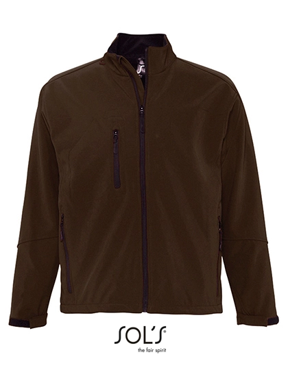 Men´s Softshell Jacket Relax zum Besticken und Bedrucken in der Farbe Dark Chocolate mit Ihren Logo, Schriftzug oder Motiv.