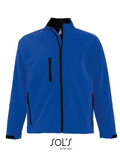 Men´s Softshell Jacket Relax zum Besticken und Bedrucken in der Farbe Royal Blue mit Ihren Logo, Schriftzug oder Motiv.