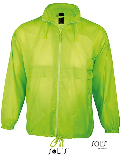 Unisex Windbreaker Surf Jacket zum Besticken und Bedrucken in der Farbe Neon Lime mit Ihren Logo, Schriftzug oder Motiv.