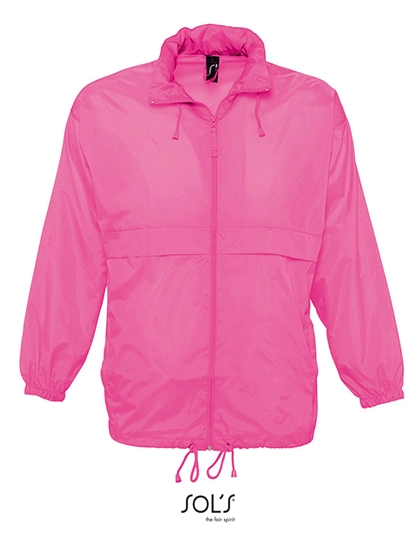 Unisex Windbreaker Surf Jacket zum Besticken und Bedrucken in der Farbe Neon Pink mit Ihren Logo, Schriftzug oder Motiv.