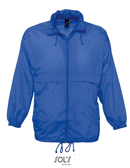 Unisex Windbreaker Surf Jacket zum Besticken und Bedrucken in der Farbe Royal Blue mit Ihren Logo, Schriftzug oder Motiv.