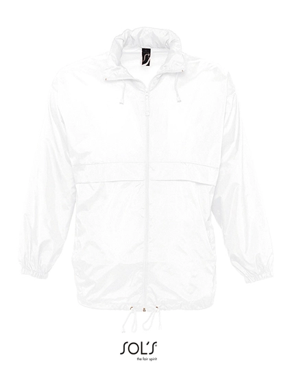 Unisex Windbreaker Surf Jacket zum Besticken und Bedrucken in der Farbe White mit Ihren Logo, Schriftzug oder Motiv.