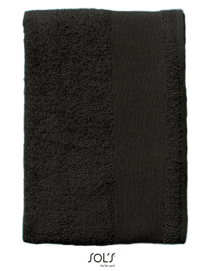 Hand Towel Island 50 zum Besticken und Bedrucken in der Farbe Black mit Ihren Logo, Schriftzug oder Motiv.