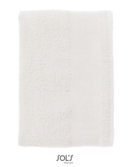 Hand Towel Island 50 zum Besticken und Bedrucken in der Farbe White mit Ihren Logo, Schriftzug oder Motiv.