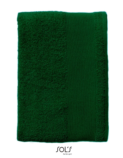Bath Towel Island 70 zum Besticken und Bedrucken in der Farbe Bottle Green mit Ihren Logo, Schriftzug oder Motiv.