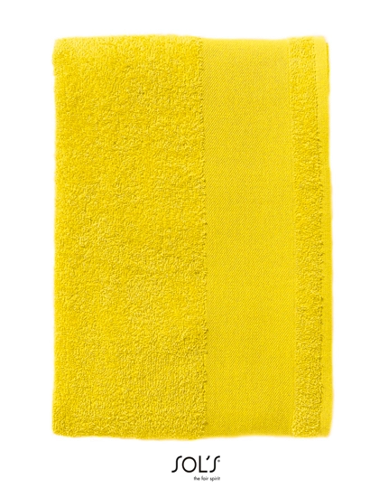 Bath Towel Island 70 zum Besticken und Bedrucken in der Farbe Lemon mit Ihren Logo, Schriftzug oder Motiv.