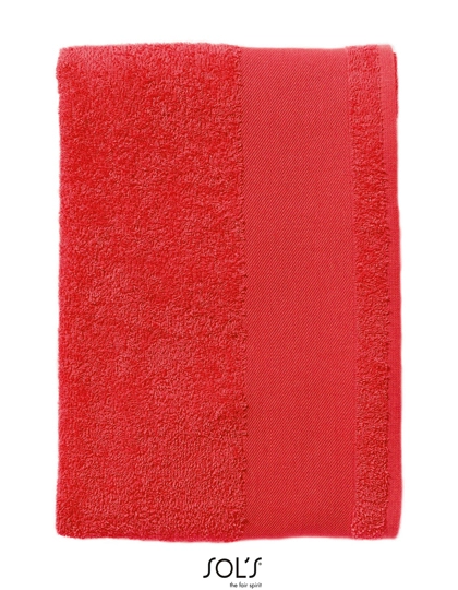 Bath Towel Island 70 zum Besticken und Bedrucken in der Farbe Red mit Ihren Logo, Schriftzug oder Motiv.