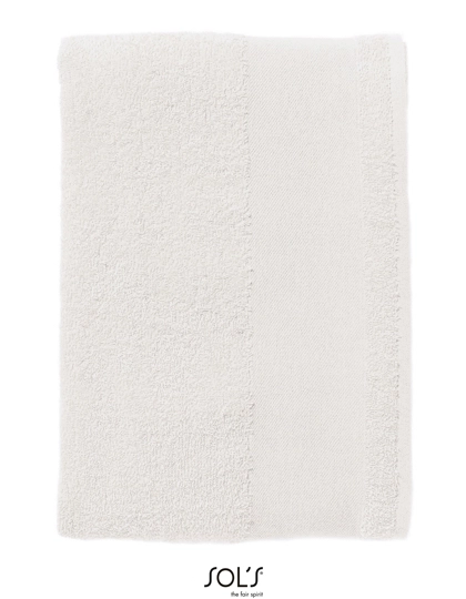 Hand Towel Bayside 50 zum Besticken und Bedrucken in der Farbe White mit Ihren Logo, Schriftzug oder Motiv.