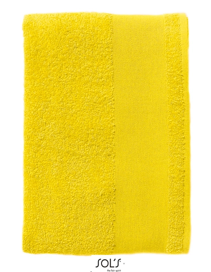 Guest Towel Island 30 zum Besticken und Bedrucken in der Farbe Lemon mit Ihren Logo, Schriftzug oder Motiv.
