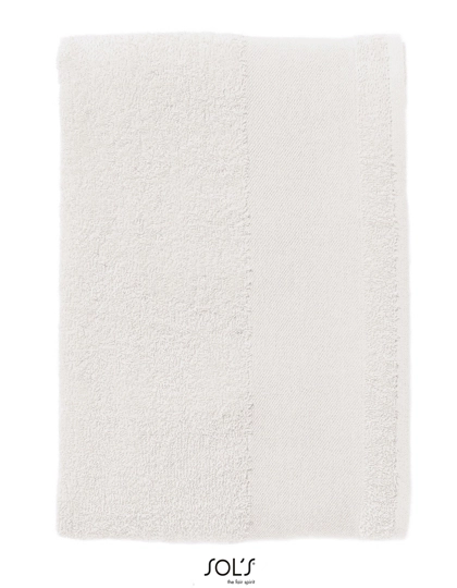 Guest Towel Island 30 zum Besticken und Bedrucken in der Farbe White mit Ihren Logo, Schriftzug oder Motiv.