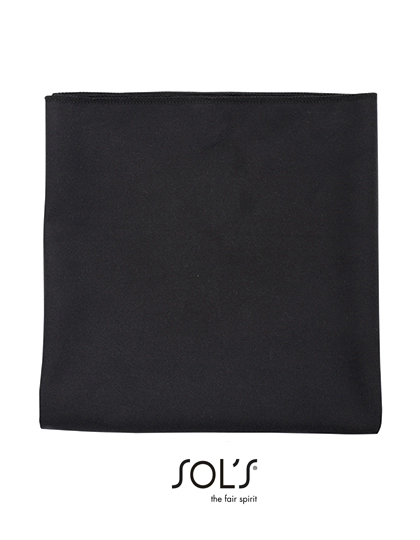 Microfibre Towel Atoll 50 zum Besticken und Bedrucken in der Farbe Black mit Ihren Logo, Schriftzug oder Motiv.
