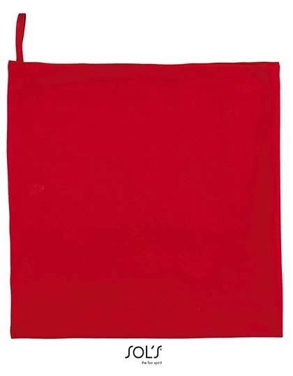 Microfibre Towel Atoll 50 zum Besticken und Bedrucken in der Farbe Red mit Ihren Logo, Schriftzug oder Motiv.