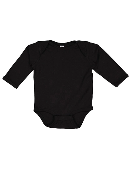 Infant Fine Jersey Long Sleeve Bodysuit zum Besticken und Bedrucken in der Farbe Black mit Ihren Logo, Schriftzug oder Motiv.
