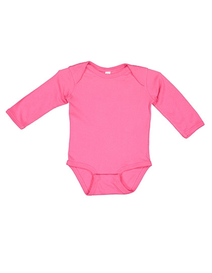 Infant Fine Jersey Long Sleeve Bodysuit zum Besticken und Bedrucken in der Farbe Hot Pink mit Ihren Logo, Schriftzug oder Motiv.