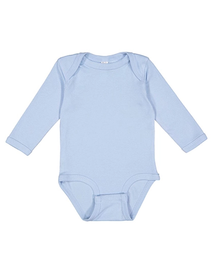 Infant Fine Jersey Long Sleeve Bodysuit zum Besticken und Bedrucken in der Farbe Light Blue mit Ihren Logo, Schriftzug oder Motiv.