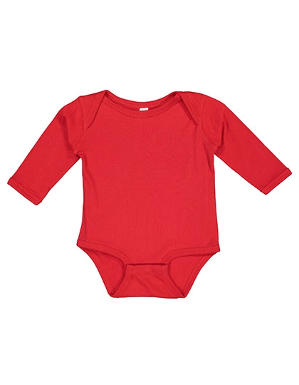 Infant Fine Jersey Long Sleeve Bodysuit zum Besticken und Bedrucken in der Farbe Red mit Ihren Logo, Schriftzug oder Motiv.