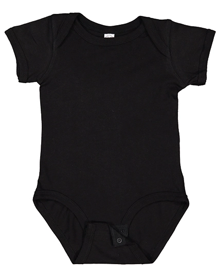 Infant Fine Jersey Short Sleeve Bodysuit zum Besticken und Bedrucken in der Farbe Black mit Ihren Logo, Schriftzug oder Motiv.