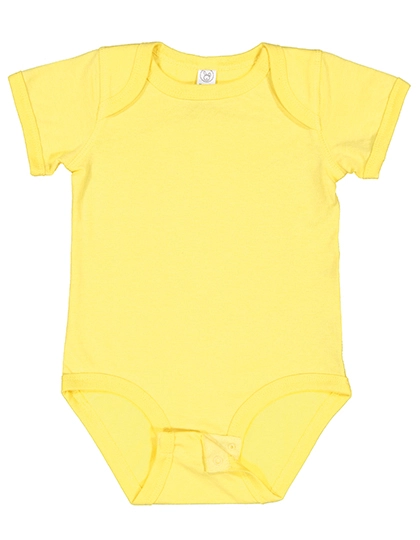 Infant Fine Jersey Short Sleeve Bodysuit zum Besticken und Bedrucken in der Farbe Butter mit Ihren Logo, Schriftzug oder Motiv.