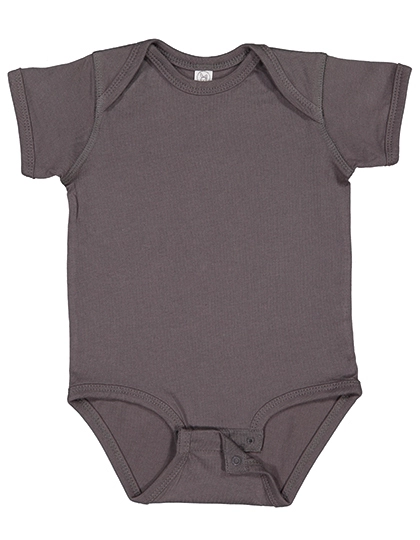 Infant Fine Jersey Short Sleeve Bodysuit zum Besticken und Bedrucken in der Farbe Charcoal mit Ihren Logo, Schriftzug oder Motiv.