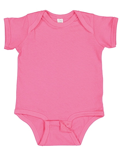 Infant Fine Jersey Short Sleeve Bodysuit zum Besticken und Bedrucken in der Farbe Hot Pink mit Ihren Logo, Schriftzug oder Motiv.