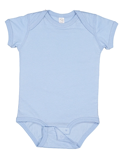 Infant Fine Jersey Short Sleeve Bodysuit zum Besticken und Bedrucken in der Farbe Light Blue mit Ihren Logo, Schriftzug oder Motiv.