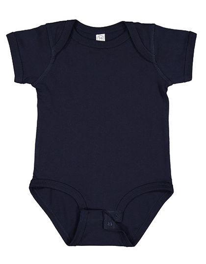 Infant Fine Jersey Short Sleeve Bodysuit zum Besticken und Bedrucken in der Farbe Navy mit Ihren Logo, Schriftzug oder Motiv.