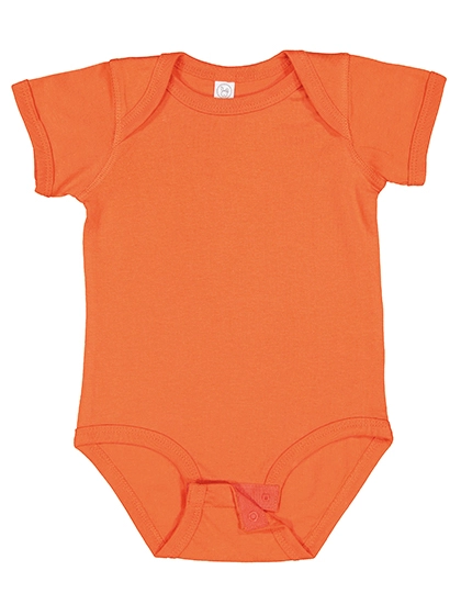 Infant Fine Jersey Short Sleeve Bodysuit zum Besticken und Bedrucken in der Farbe Orange mit Ihren Logo, Schriftzug oder Motiv.
