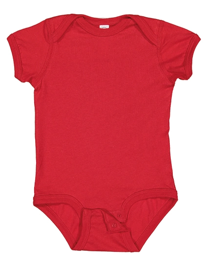 Infant Fine Jersey Short Sleeve Bodysuit zum Besticken und Bedrucken in der Farbe Red mit Ihren Logo, Schriftzug oder Motiv.