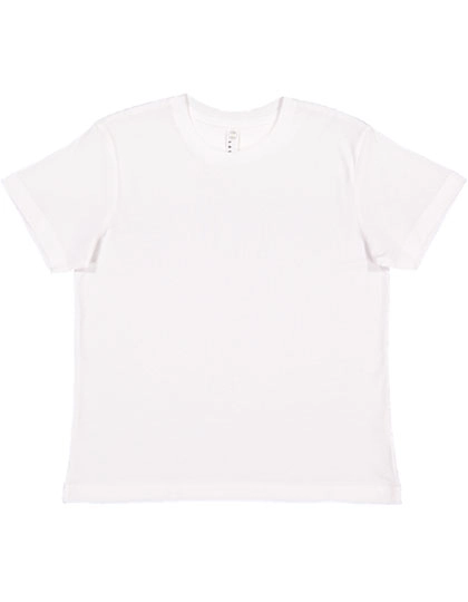 Youth Fine Jersey T-Shirt zum Besticken und Bedrucken in der Farbe White mit Ihren Logo, Schriftzug oder Motiv.