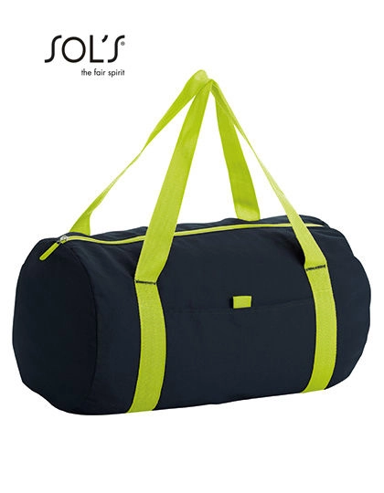 Barrel Bag Tribeca zum Besticken und Bedrucken in der Farbe Black-Neon Lime mit Ihren Logo, Schriftzug oder Motiv.