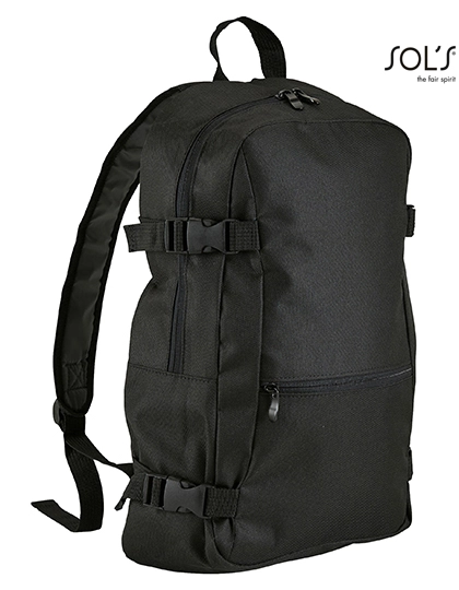 Backpack Wall Street zum Besticken und Bedrucken in der Farbe Black mit Ihren Logo, Schriftzug oder Motiv.