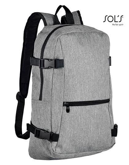 Backpack Wall Street zum Besticken und Bedrucken in der Farbe Grey Melange mit Ihren Logo, Schriftzug oder Motiv.