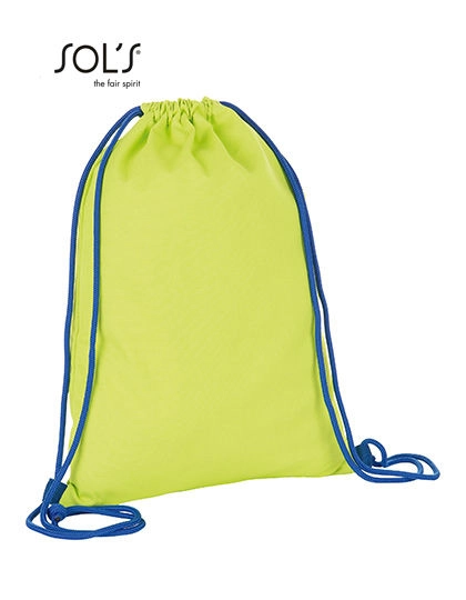 District Backpack zum Besticken und Bedrucken in der Farbe Neon Lime-Royal Blue mit Ihren Logo, Schriftzug oder Motiv.