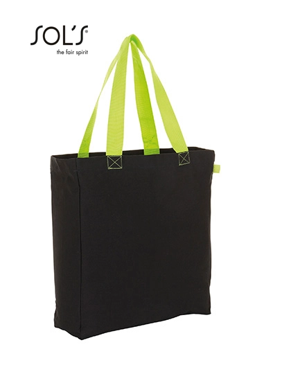 Lenox Shopping Bag zum Besticken und Bedrucken in der Farbe Black-Neon Lime mit Ihren Logo, Schriftzug oder Motiv.