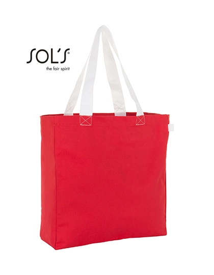 Lenox Shopping Bag zum Besticken und Bedrucken in der Farbe Red-White mit Ihren Logo, Schriftzug oder Motiv.