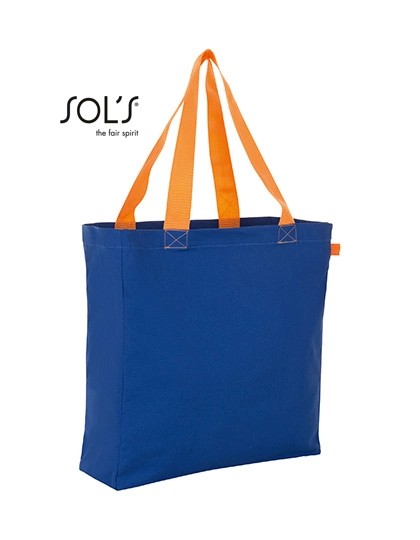 Lenox Shopping Bag zum Besticken und Bedrucken in der Farbe Royal Blue-Orange mit Ihren Logo, Schriftzug oder Motiv.