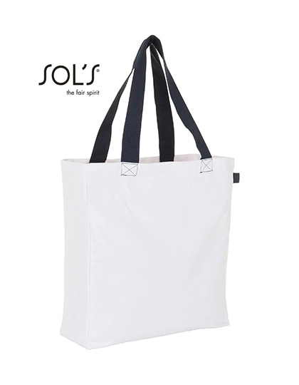 Lenox Shopping Bag zum Besticken und Bedrucken in der Farbe White-French Navy mit Ihren Logo, Schriftzug oder Motiv.