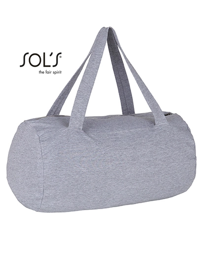 Laguna Barrel Bag zum Besticken und Bedrucken in der Farbe Grey Melange mit Ihren Logo, Schriftzug oder Motiv.