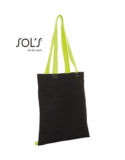 Hamilton Shopping Bag zum Besticken und Bedrucken in der Farbe Black-Neon Lime mit Ihren Logo, Schriftzug oder Motiv.