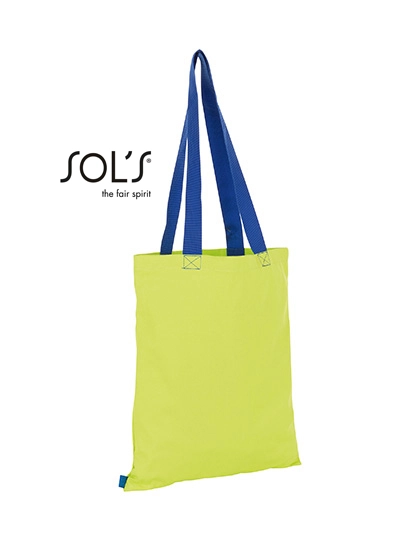 Hamilton Shopping Bag zum Besticken und Bedrucken in der Farbe Neon Lime-Royal Blue mit Ihren Logo, Schriftzug oder Motiv.
