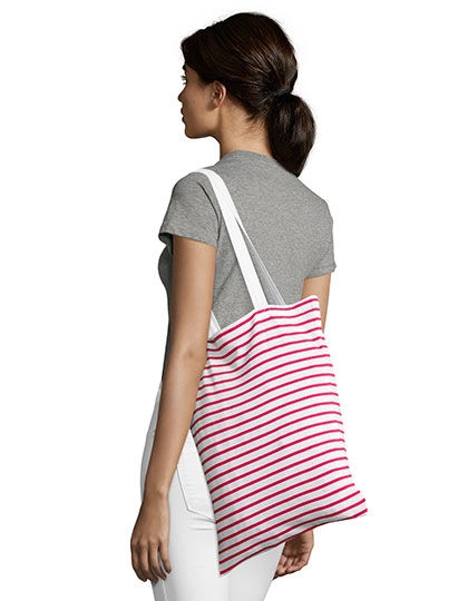 Striped Jersey Shopping Bag Luna zum Besticken und Bedrucken mit Ihren Logo, Schriftzug oder Motiv.