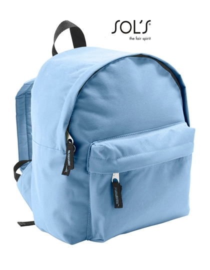 Kids´ Backpack Rider zum Besticken und Bedrucken in der Farbe Sky Blue mit Ihren Logo, Schriftzug oder Motiv.