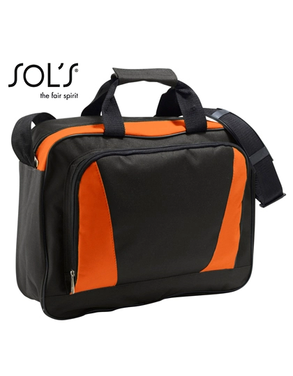 Business Bag Cambridge zum Besticken und Bedrucken in der Farbe Black-Orange mit Ihren Logo, Schriftzug oder Motiv.