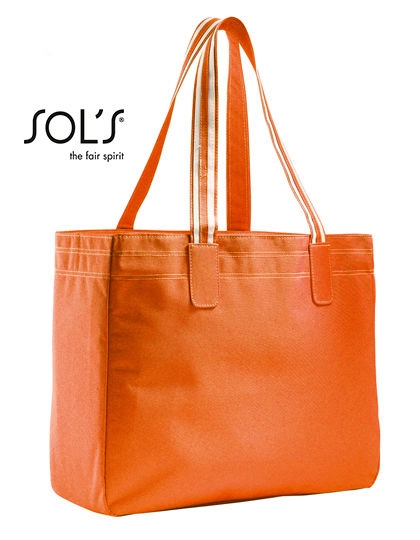 Shopping Bag Rimini zum Besticken und Bedrucken in der Farbe Orange-White mit Ihren Logo, Schriftzug oder Motiv.