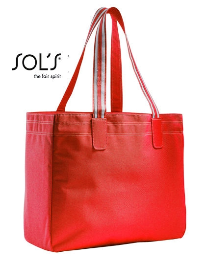 Shopping Bag Rimini zum Besticken und Bedrucken in der Farbe Red-White mit Ihren Logo, Schriftzug oder Motiv.