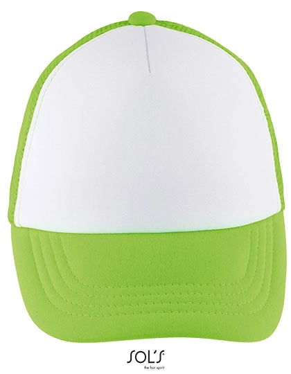 Kids´ Bubble Cap zum Besticken und Bedrucken in der Farbe White-Neon Green mit Ihren Logo, Schriftzug oder Motiv.