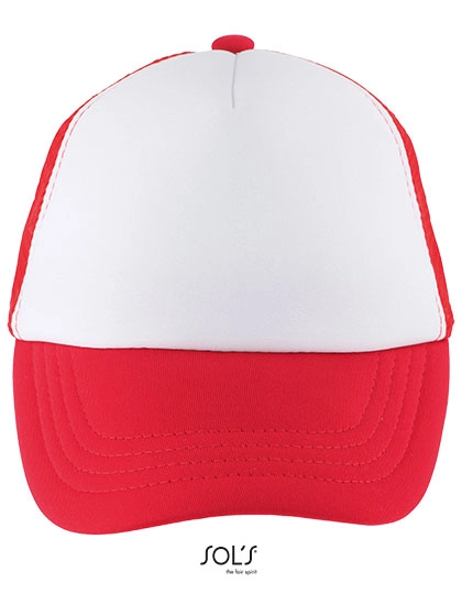 Kids´ Bubble Cap zum Besticken und Bedrucken in der Farbe White-Red mit Ihren Logo, Schriftzug oder Motiv.