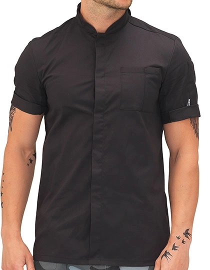 Jacket Short Sleeve zum Besticken und Bedrucken in der Farbe Black-Black mit Ihren Logo, Schriftzug oder Motiv.